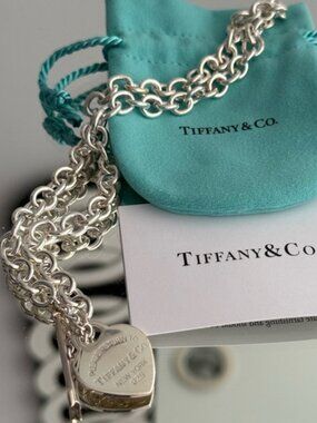 Authentic Tiffany & Co. Silver Chain Necklace with Pouch